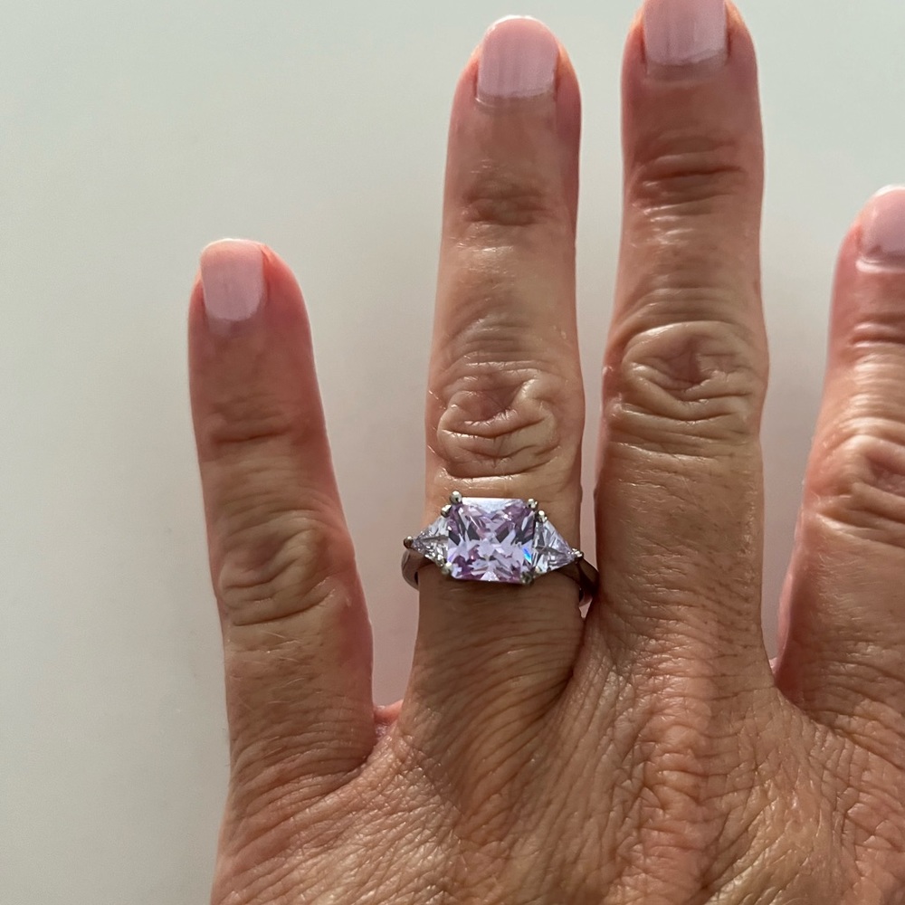 Sterling Silver Ring W/Amethyst Colored Emerald C… - image 6